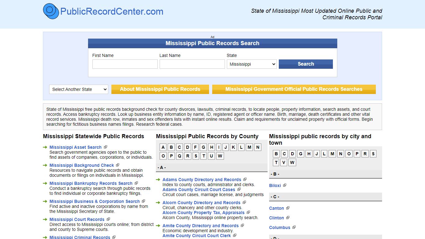 Free Mississippi Public Records, Criminal Records And Background Checks